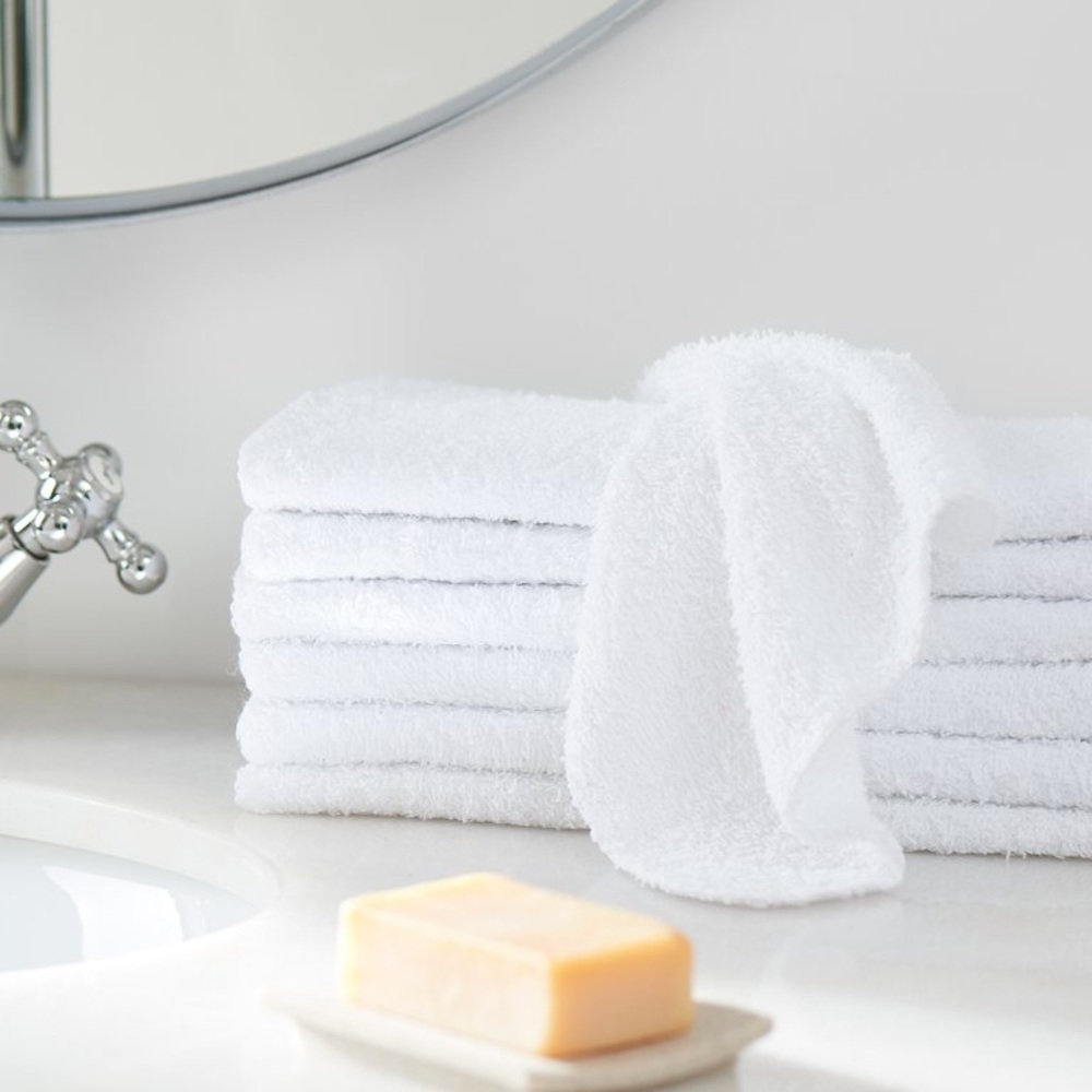 Mainstays Cotton Washcloth Bundle Collection, 6 Pack, White